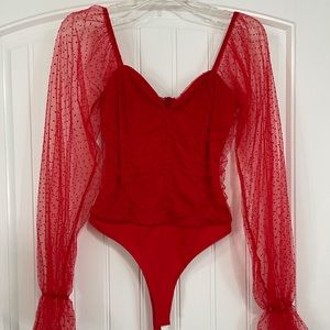 Kaylee Kollection Red Bodysuit Size Small